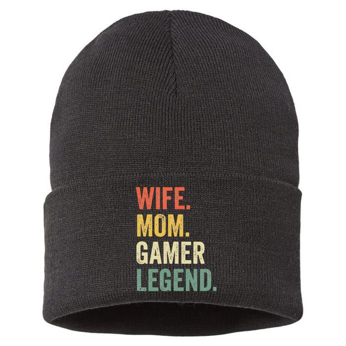 Gamer Mom Funny Wife Mom Video Game Legend Mother's Day Sustainable Knit Beanie