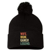 Gamer Mom Funny Wife Mom Video Game Legend Mother's Day Pom Pom 12in Knit Beanie