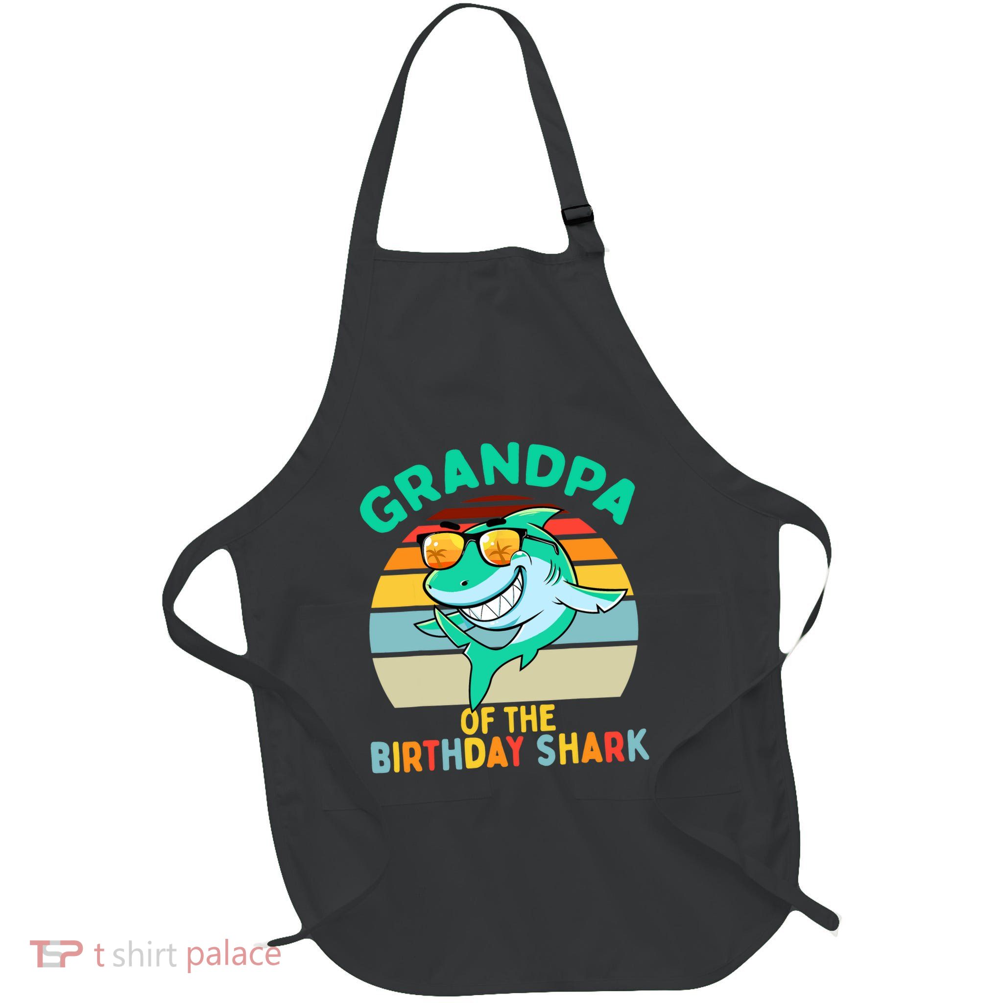 Grandpa Matching Family Shark Birthday Apron