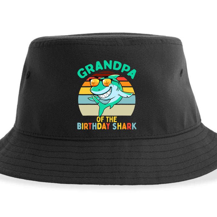 Grandpa Matching Family Shark Birthday Sustainable Bucket Hat