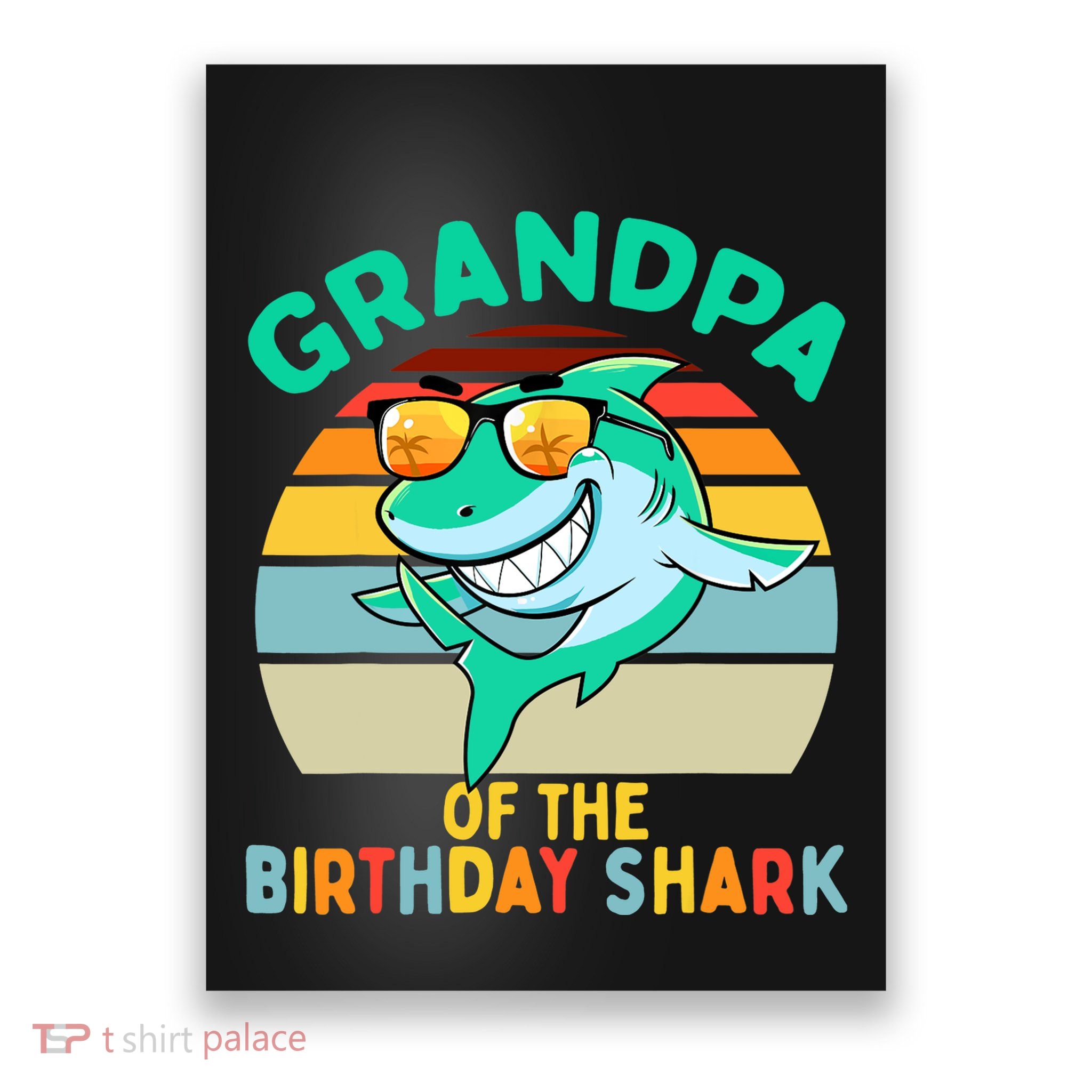 Grandpa Matching Family Shark Birthday Poster