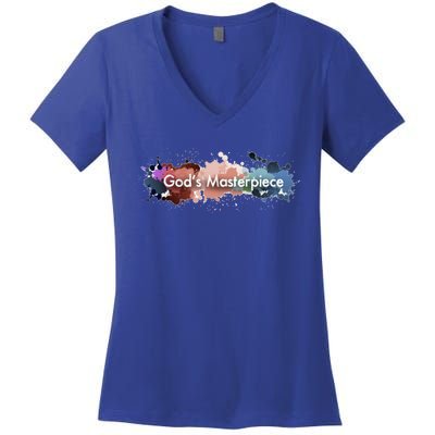 God's Masterpiece Funny Gift Women's V-Neck T-Shirt