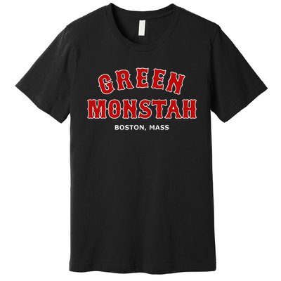 Green Monstah Funny Boston Mass New England Sports Premium T-Shirt