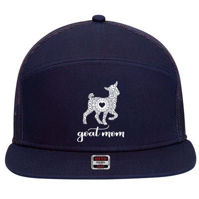 Goat Mom For Women Pet Goat Gift 7 Panel Mesh Trucker Snapback Hat