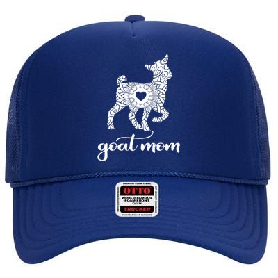 Goat Mom For Women Pet Goat Gift High Crown Mesh Back Trucker Hat