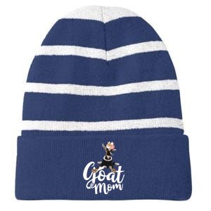 Goat Mom Funny Goat Lover Or Goat Farmer Cute Art Striped Beanie with Solid Band