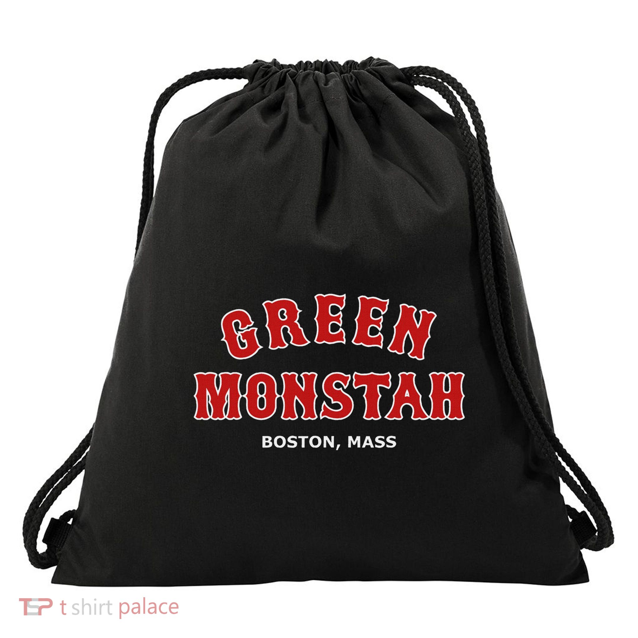Green Monstah Funny Boston Mass New England Sports Drawstring Bag