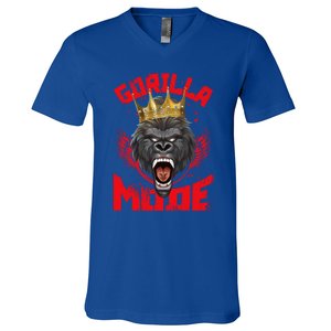 Gorilla Mode Fitness Gym Motivation Beast Workout King Gift V-Neck T-Shirt