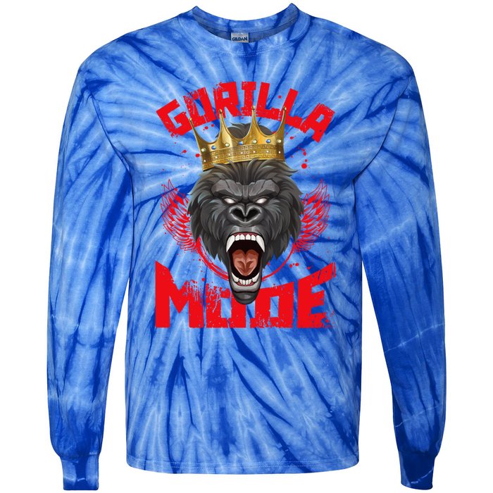 Gorilla Mode Fitness Gym Motivation Beast Workout King Gift Tie-Dye Long Sleeve Shirt