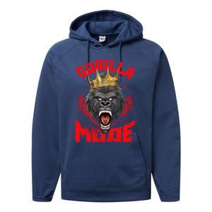 Gorilla Mode Fitness Gym Motivation Beast Workout King Gift Performance Fleece Hoodie