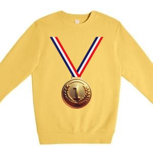 Golden Medal For Winners School Team And Champions Premium Crewneck Sweatshirt