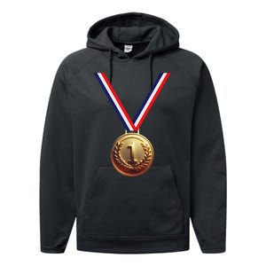 Golden Medal For Winners School Team And Champions Performance Fleece Hoodie