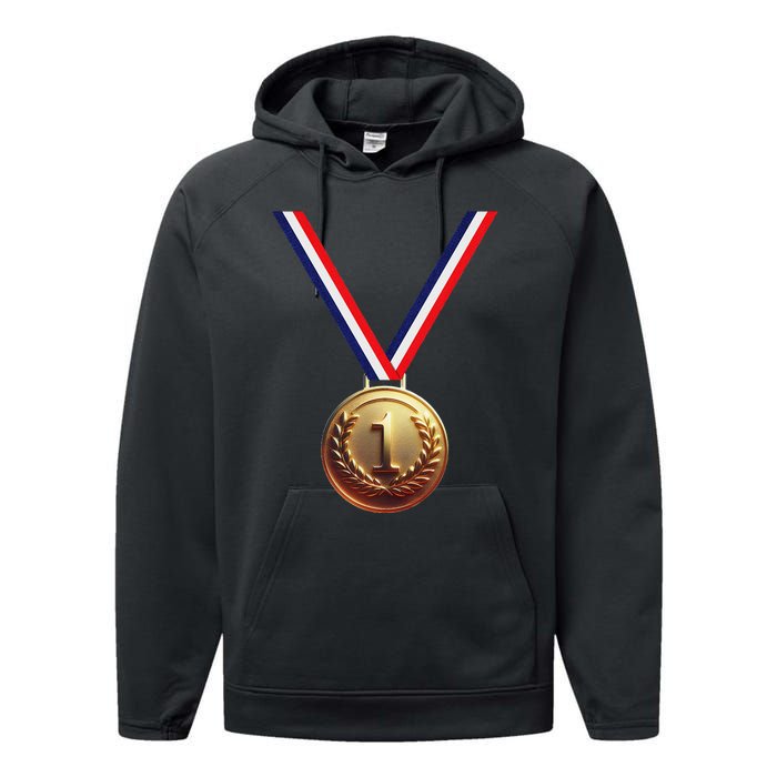 Golden Medal For Winners School Team And Champions Performance Fleece Hoodie