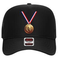 Golden Medal For Winners School Team And Champions High Crown Mesh Back Trucker Hat