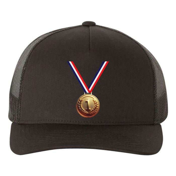 Golden Medal For Winners School Team And Champions Yupoong Adult 5-Panel Trucker Hat