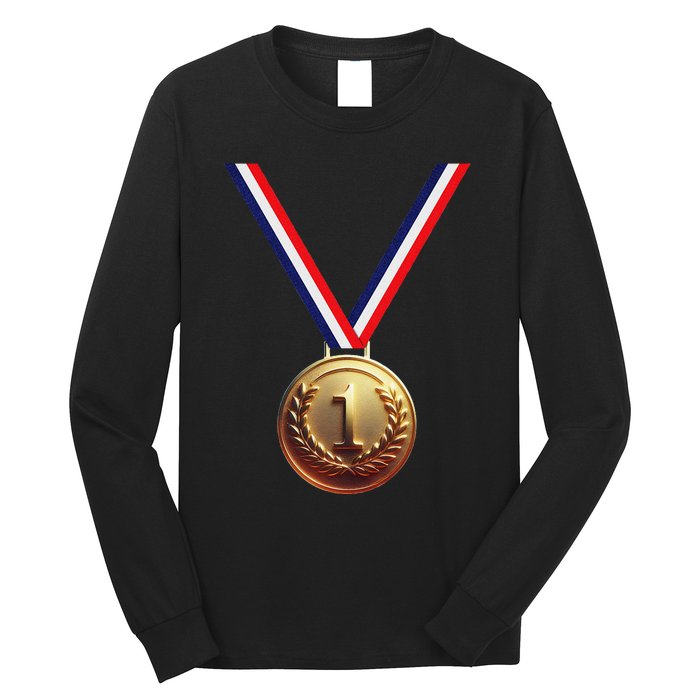 Golden Medal For Winners School Team And Champions Long Sleeve Shirt