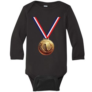 Golden Medal For Winners School Team And Champions Baby Long Sleeve Bodysuit