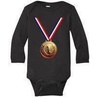 Golden Medal For Winners School Team And Champions Baby Long Sleeve Bodysuit