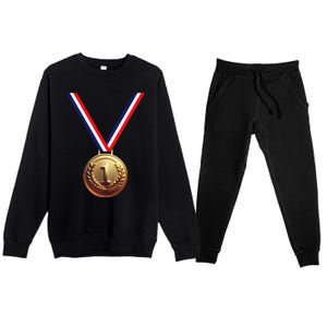 Golden Medal For Winners School Team And Champions Premium Crewneck Sweatsuit Set