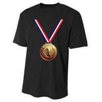 Golden Medal For Winners School Team And Champions Performance Sprint T-Shirt