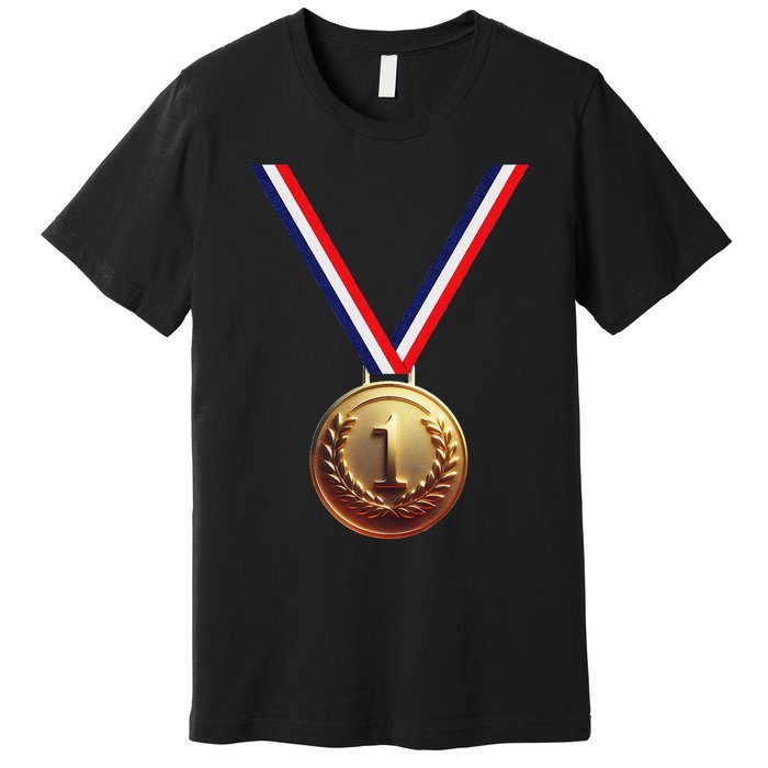 Golden Medal For Winners School Team And Champions Premium T-Shirt