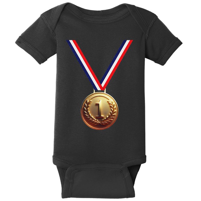 Golden Medal For Winners School Team And Champions Baby Bodysuit