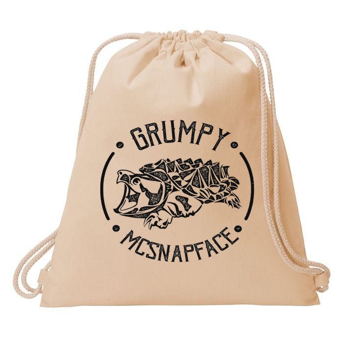 Grumpy Mcsnapface Funny Snapping Turtle Drawstring Bag