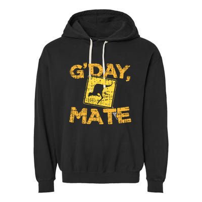 Gday Mate Funny Australia Kangaroo Garment-Dyed Fleece Hoodie