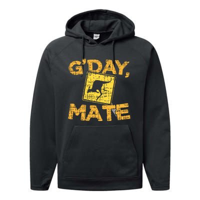 Gday Mate Funny Australia Kangaroo Performance Fleece Hoodie