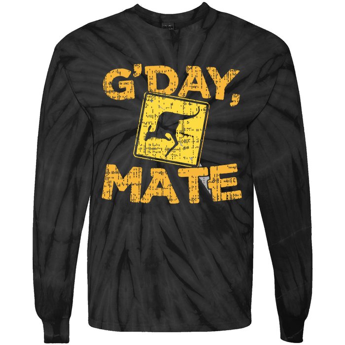 Gday Mate Funny Australia Kangaroo Tie-Dye Long Sleeve Shirt