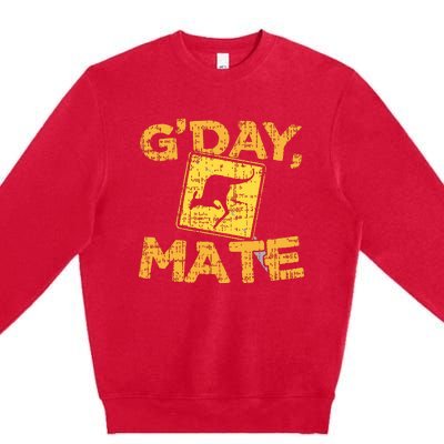 Gday Mate Funny Australia Kangaroo Premium Crewneck Sweatshirt