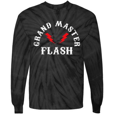 Grand Master Flash Lighting Fast White Text Tie-Dye Long Sleeve Shirt