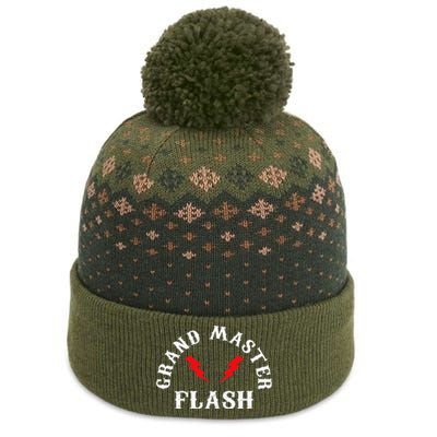 Grand Master Flash Lighting Fast White Text The Baniff Cuffed Pom Beanie