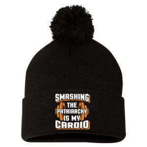 Gym Motivation & Feminist Statement Print Pom Pom 12in Knit Beanie