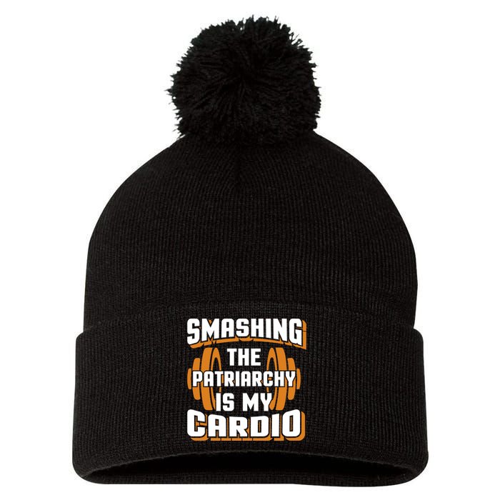 Gym Motivation & Feminist Statement Print Pom Pom 12in Knit Beanie