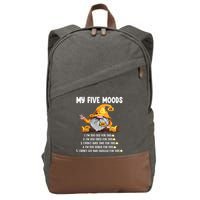 Gnome My Five Moods 1. IM Too Old For This Shit Cotton Canvas Backpack