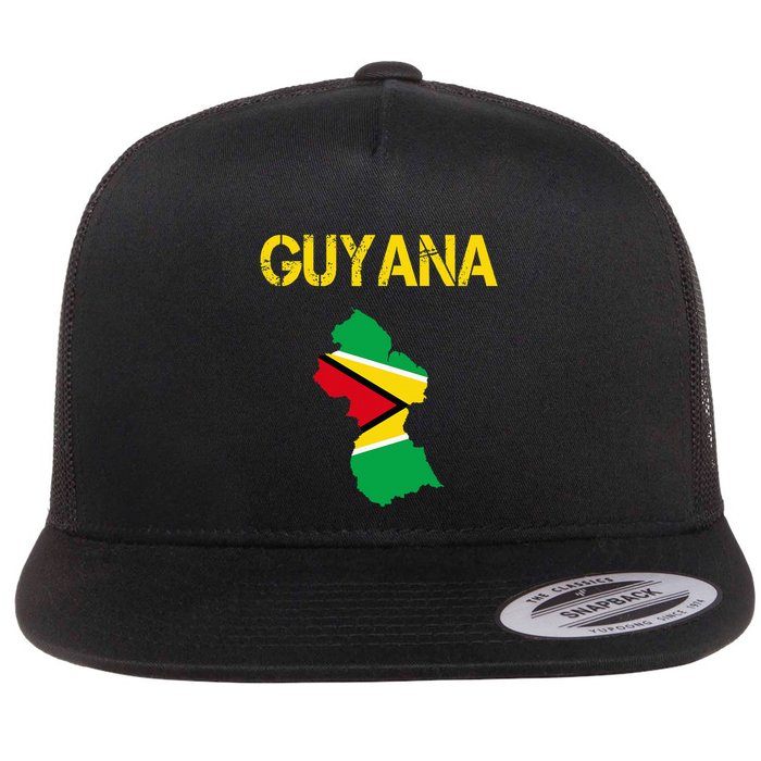 Guyana Map Flag Of Guyana Flat Bill Trucker Hat