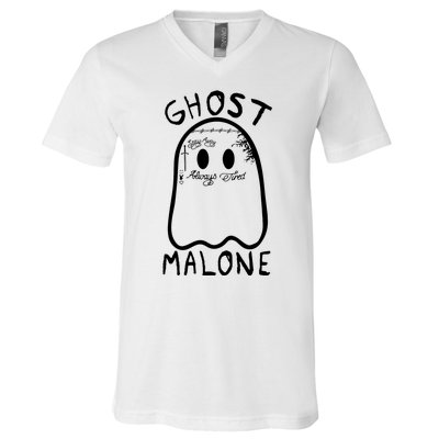 Ghost Malone Funny Halloween Parody V-Neck T-Shirt