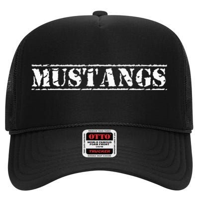 Go Mustangs Football Baseball Basketball Cheer Fan School High Crown Mesh Back Trucker Hat