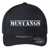 Go Mustangs Football Baseball Basketball Cheer Fan School Flexfit Unipanel Trucker Cap