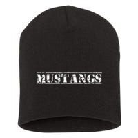 Go Mustangs Football Baseball Basketball Cheer Fan School Short Acrylic Beanie