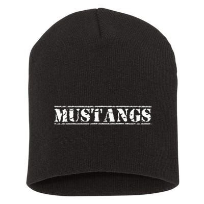 Go Mustangs Football Baseball Basketball Cheer Fan School Short Acrylic Beanie