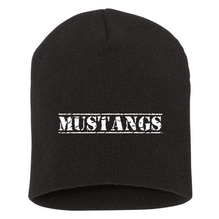 Go Mustangs Football Baseball Basketball Cheer Fan School Short Acrylic Beanie