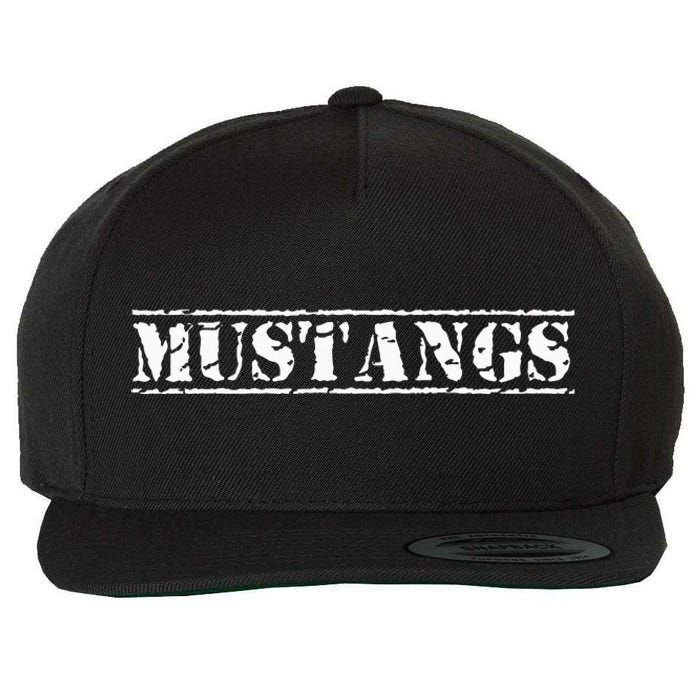 Go Mustangs Football Baseball Basketball Cheer Fan School Wool Snapback Cap