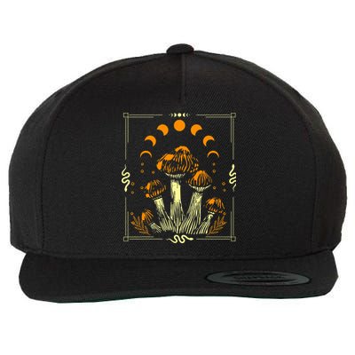 Goblincore Mushroom Foraging Alt Aesthetic Vintage Witchy Wool Snapback Cap