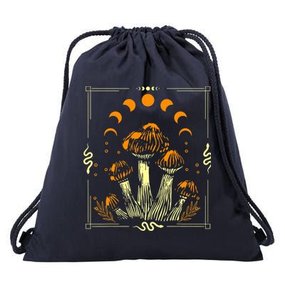 Goblincore Mushroom Foraging Alt Aesthetic Vintage Witchy Drawstring Bag
