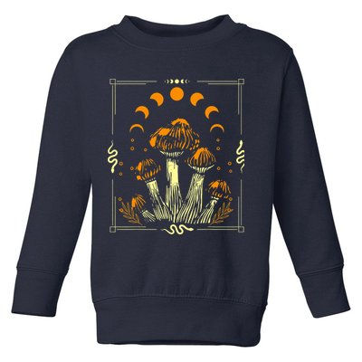 Goblincore Mushroom Foraging Alt Aesthetic Vintage Witchy Toddler Sweatshirt