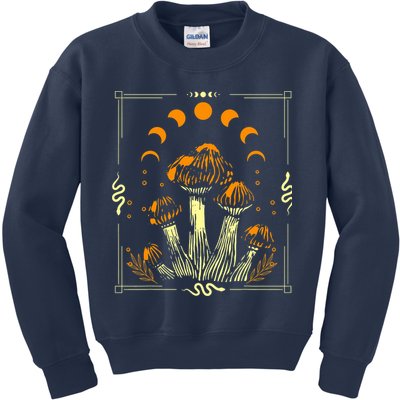 Goblincore Mushroom Foraging Alt Aesthetic Vintage Witchy Kids Sweatshirt