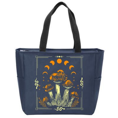 Goblincore Mushroom Foraging Alt Aesthetic Vintage Witchy Zip Tote Bag