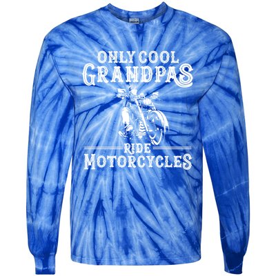 Grandpa Motorcycle Funny Cool Grandpas Ride Motorcycles Funny Gift Tie-Dye Long Sleeve Shirt